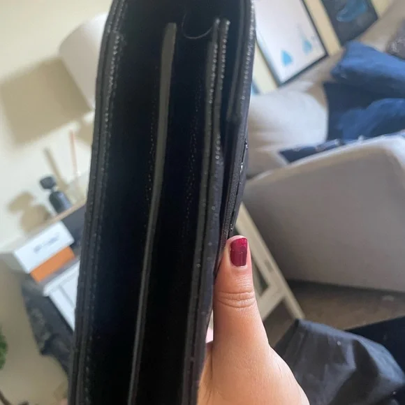 saint laurent grain de poudre matelasse chevron monogram chain wallet black - Picture 8 of 12